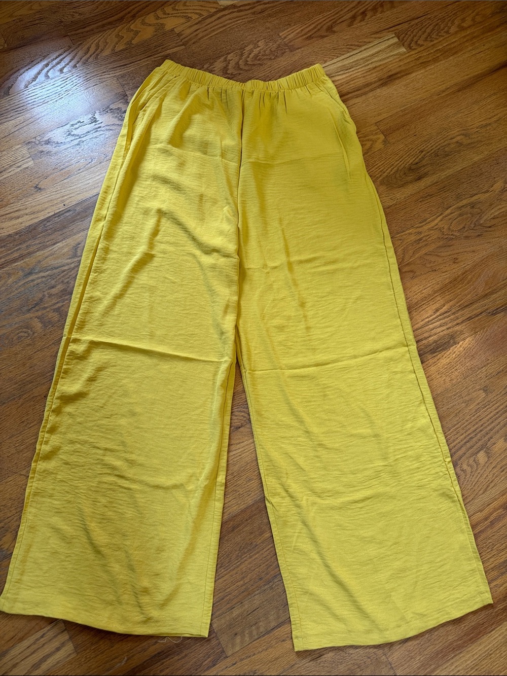 Wide-Leg Pull-On Pants - Yellow